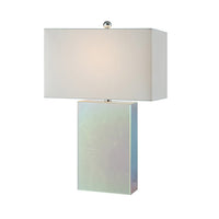 26 Inch Table Lamp, Rectangular Stand, Set of 2, Glass, Multitone White - BM308950