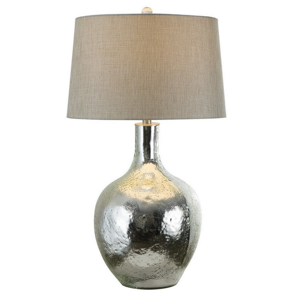 32 Inch Table Lamp with Traditional Base, Empire Shade, Glass, Chrome  - BM308951