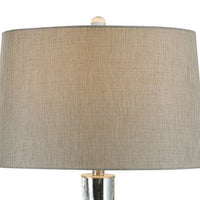 32 Inch Table Lamp with Traditional Base, Empire Shade, Glass, Chrome  - BM308951