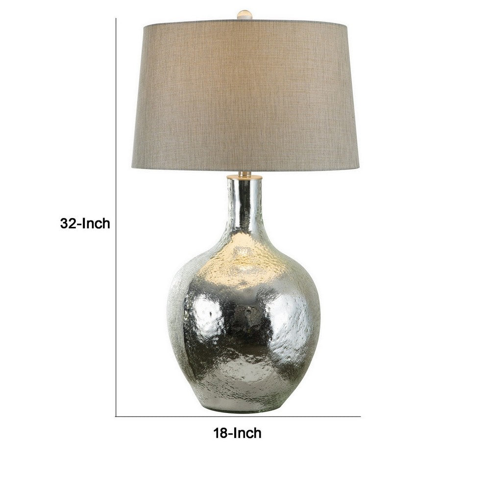 32 Inch Table Lamp with Traditional Base, Empire Shade, Glass, Chrome  - BM308951