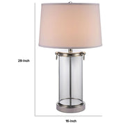 Axie 28 Inch Table Lamp, Glass Stand, Empire Shade, Metal, Nickel Finish - BM308953