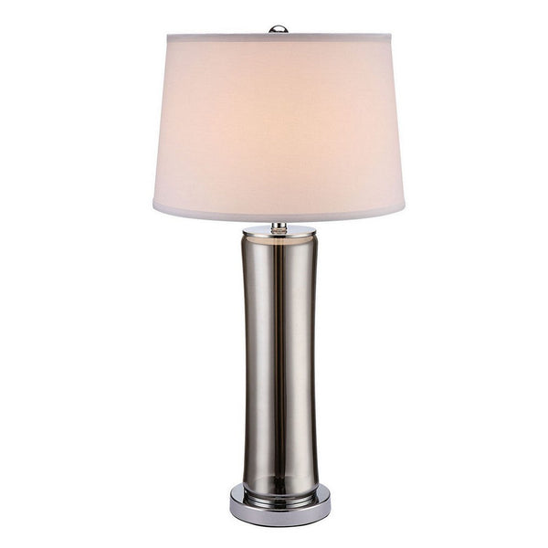 29 Inch Table Lamp, Empire Shade, Set of 2, Glass, Clear Smoke Gray - BM308956