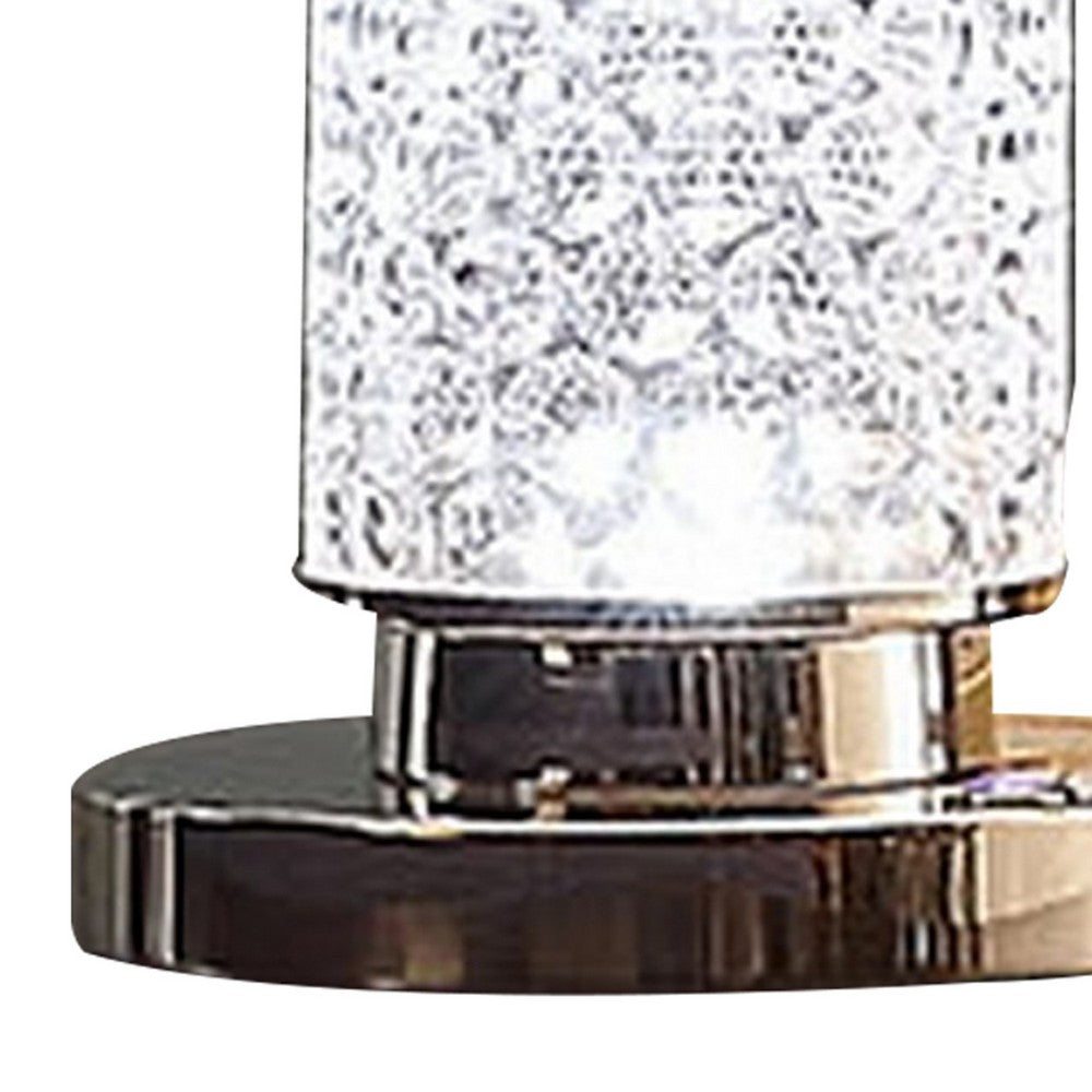 Siri 19 Inch Table Lamp with LED Glass Shade, Metal Base, Nickel Finish - BM308957