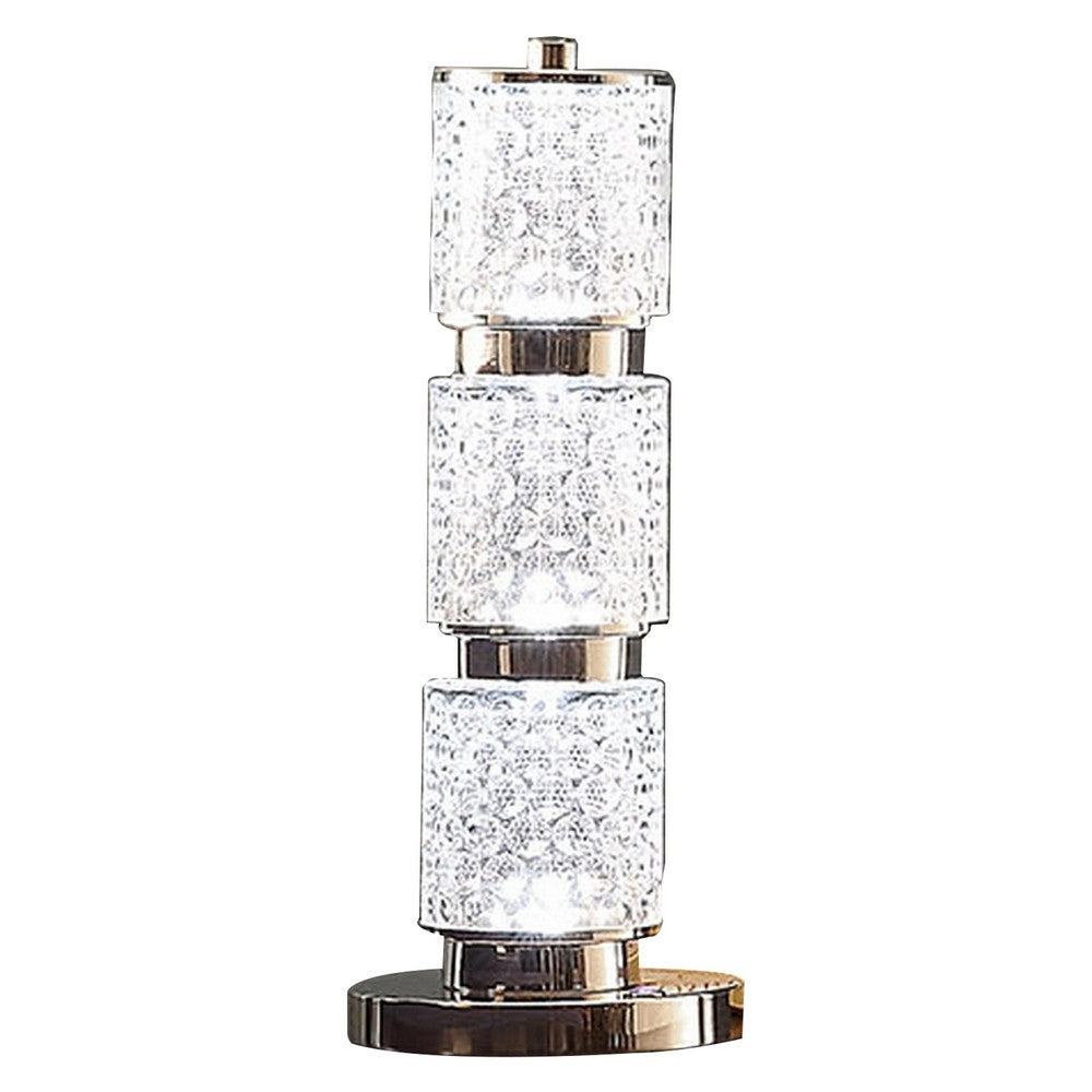 Siri 19 Inch Table Lamp with LED Glass Shade, Metal Base, Nickel Finish - BM308957