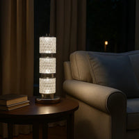 Siri 19 Inch Table Lamp with LED Glass Shade, Metal Base, Nickel Finish - BM308957