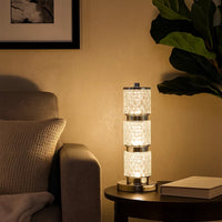 Siri 19 Inch Table Lamp with LED Glass Shade, Metal Base, Nickel Finish - BM308957