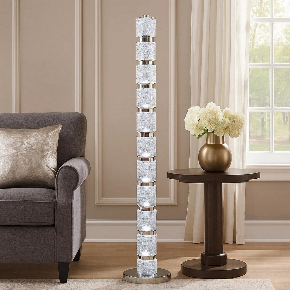 Siri 47 Inch Floor Lamp with LED Glass Shade, Metal Base, Nickel Finish - BM308958