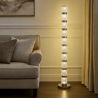 Siri 47 Inch Floor Lamp with LED Glass Shade, Metal Base, Nickel Finish - BM308958