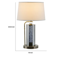 29 Inch Table Lamp with LED Night Light Stand, Glass, Antique Brass - BM308959