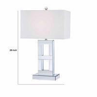 28 Inch Table Lamp Set of 2, Mirror Stand, Rectangular, Glass, Silver - BM308960