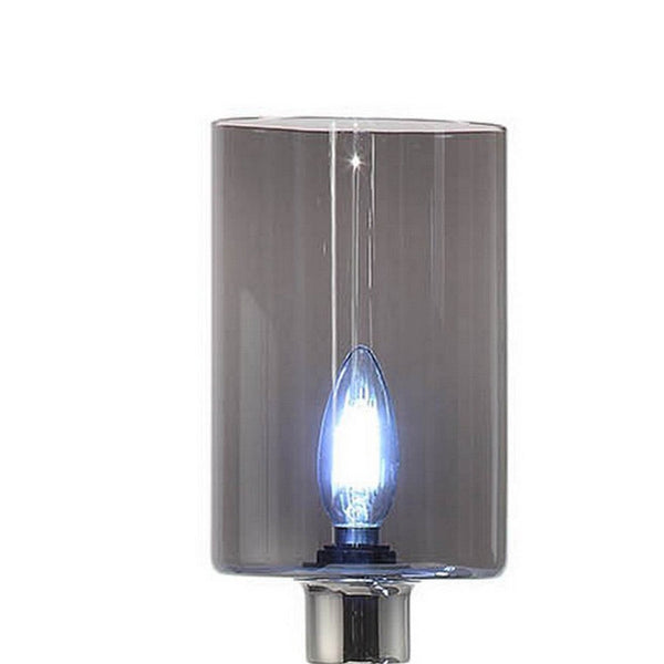 29 Inch Table Lamp with Dual Gray Shade, Glass and Metal, Nickel Finish - BM308963