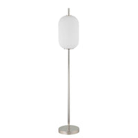 Aimy 58 Inch Floor Lamp, LED Glass Shade, Metal, Chrome and White Finish - BM308965