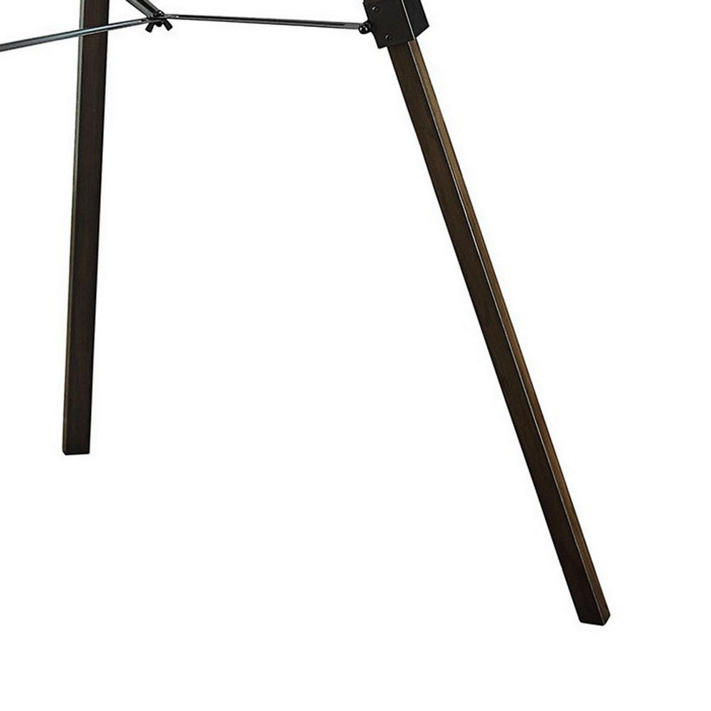 55 Inch Floor Lamp with Tripod Legs, Spotlight Design, Wood, Black Finish - BM308969