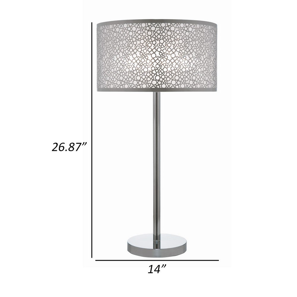 27 Inch Table Lamp with Metal and Fabric Shade, 
Sleek Chrome Finish - BM308973