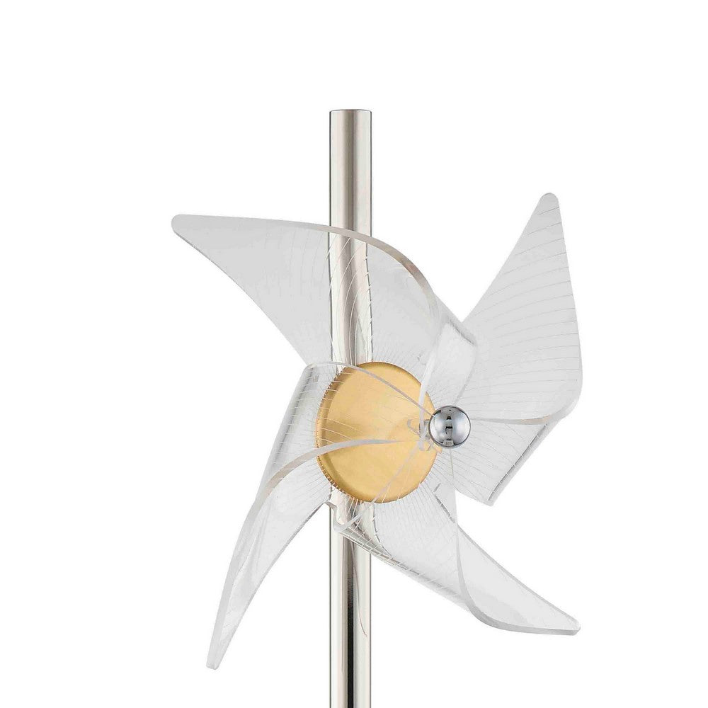 29 Inch Table Lamp, LED Pinwheel Shades, Metal, Acrylic, Sand Chrome 
 - BM308974