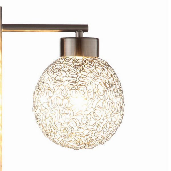 Fern 31 Inch Table Lamp with 3 Orb Shades, Metal, Sand Chrome Finish - BM308976