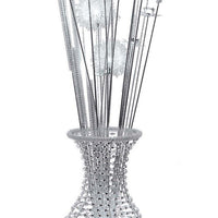 63 Inch Floor Lamp, Flower Vase Design, Wire Base, Metal, Chrome Finish - BM308977