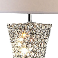 Wren 32 Inch Table Lamp, Crystal Base with Subtle Curve, Metal, Silver - BM308978