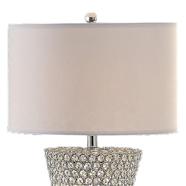 Wren 54 Inch Floor Lamp, Crystal Base with Subtle Curve, Metal, Silver - BM308979