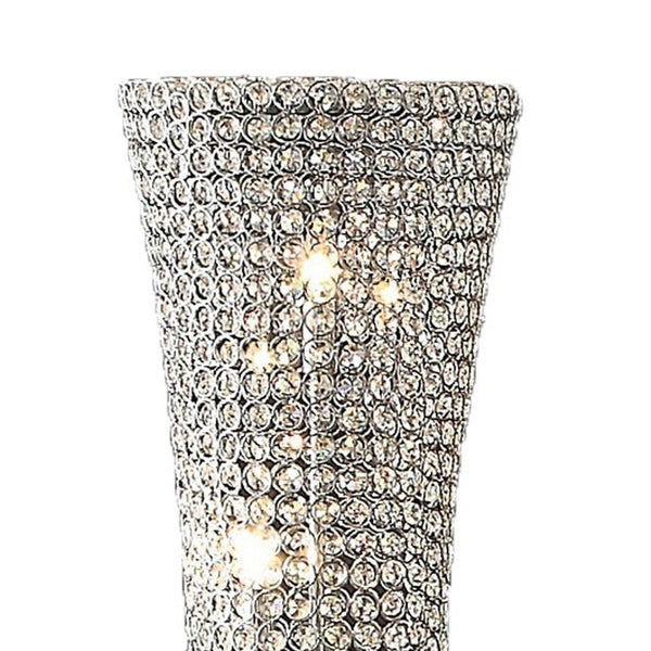 Wren 57 Inch Floor Lamp, Crystal Base with Subtle Curve, Metal, Silver - BM308980