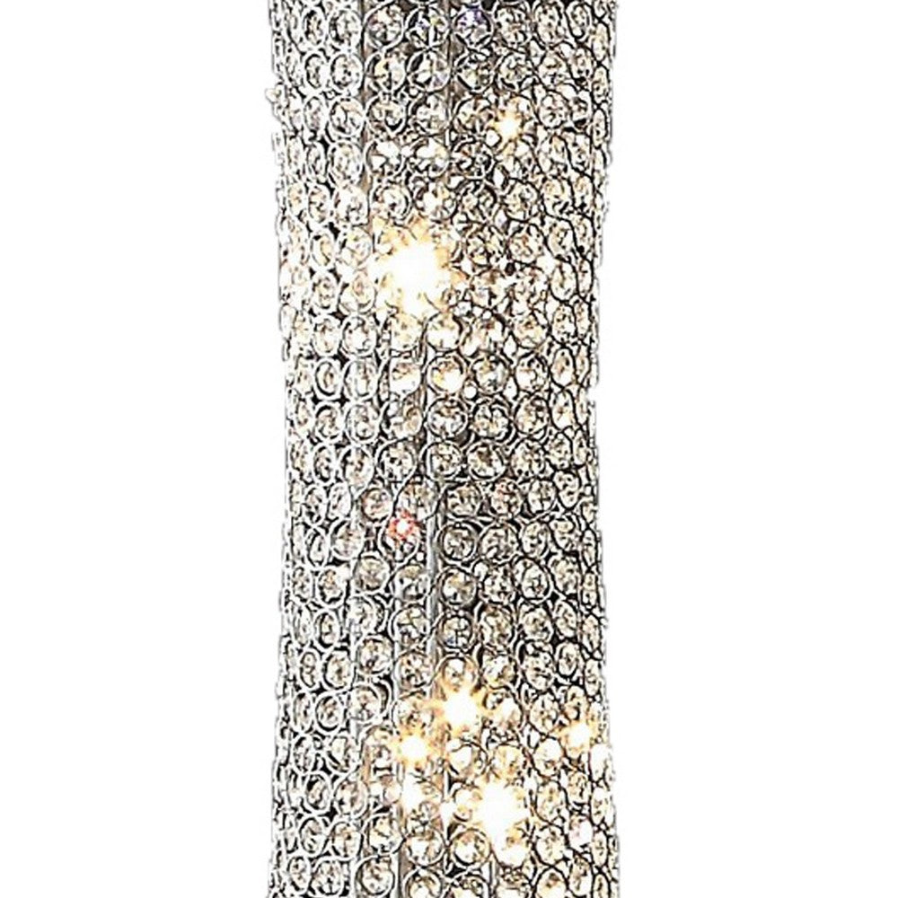 Wren 57 Inch Floor Lamp, Crystal Base with Subtle Curve, Metal, Silver - BM308980