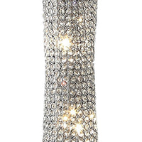 Wren 57 Inch Floor Lamp, Crystal Base with Subtle Curve, Metal, Silver - BM308980