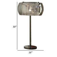 Hana 30 Inch Table Lamp, Modern Crystal Glass Shade, Metal, Black Nickel - BM308986