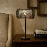 Hana 30 Inch Table Lamp, Modern Crystal Glass Shade, Metal, Black Nickel - BM308986