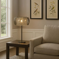 Hana 30 Inch Table Lamp, Modern Crystal Glass Shade, Metal, Black Nickel - BM308986