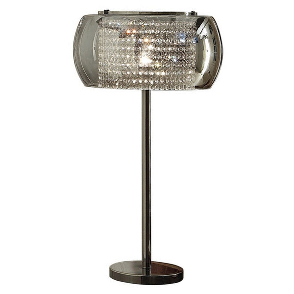 Hana 30 Inch Table Lamp, Modern Crystal Glass Shade, Metal, Black Nickel - BM308986