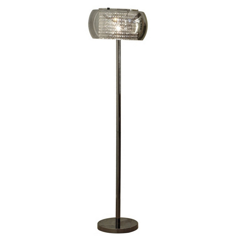 Hana 61 Inch Floor Lamp, Modern Crystal Glass Shade, Metal, Black Nickel - BM308987