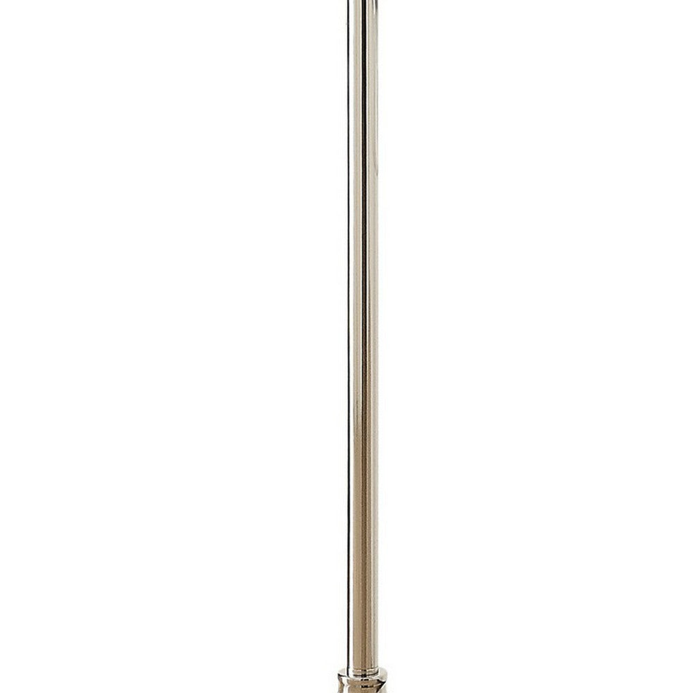 62 Inch Floor Lamp, Classic Style Dome Glass Shade, Silver Metal Base - BM308988