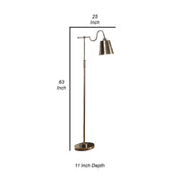 63 Inch Floor Lamp, Cone Metal Shade, Round Base, Silver Finish - BM308990