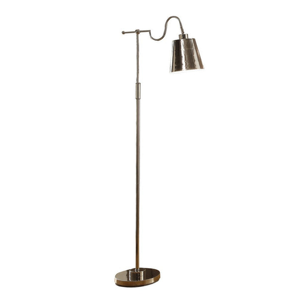 63 Inch Floor Lamp, Cone Metal Shade, Round Base, Silver Finish - BM308990