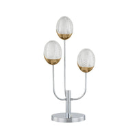 25 Inch Table Lamp, 3 Globe Crystal Shades, Modern Nickel Metal Base - BM308991