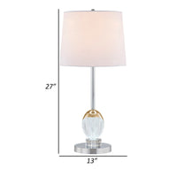 27 Inch Table Lamp, Tapered Drum Fabric Shade, Modern Metal Base, Silver - BM308992