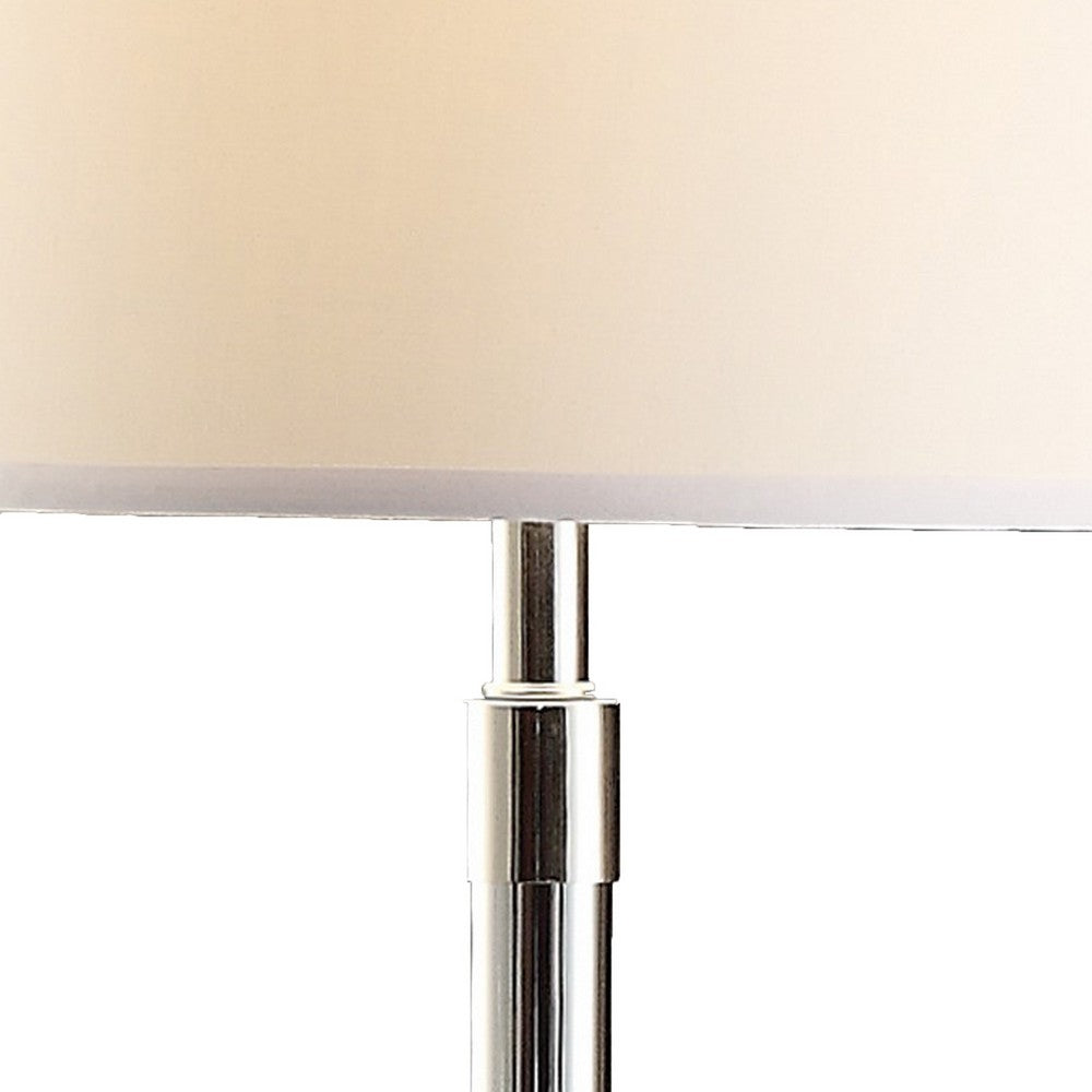 28 Inch Table Lamp Set of 2, Empire Fabric Shade, Modern Nickel Base - BM308993