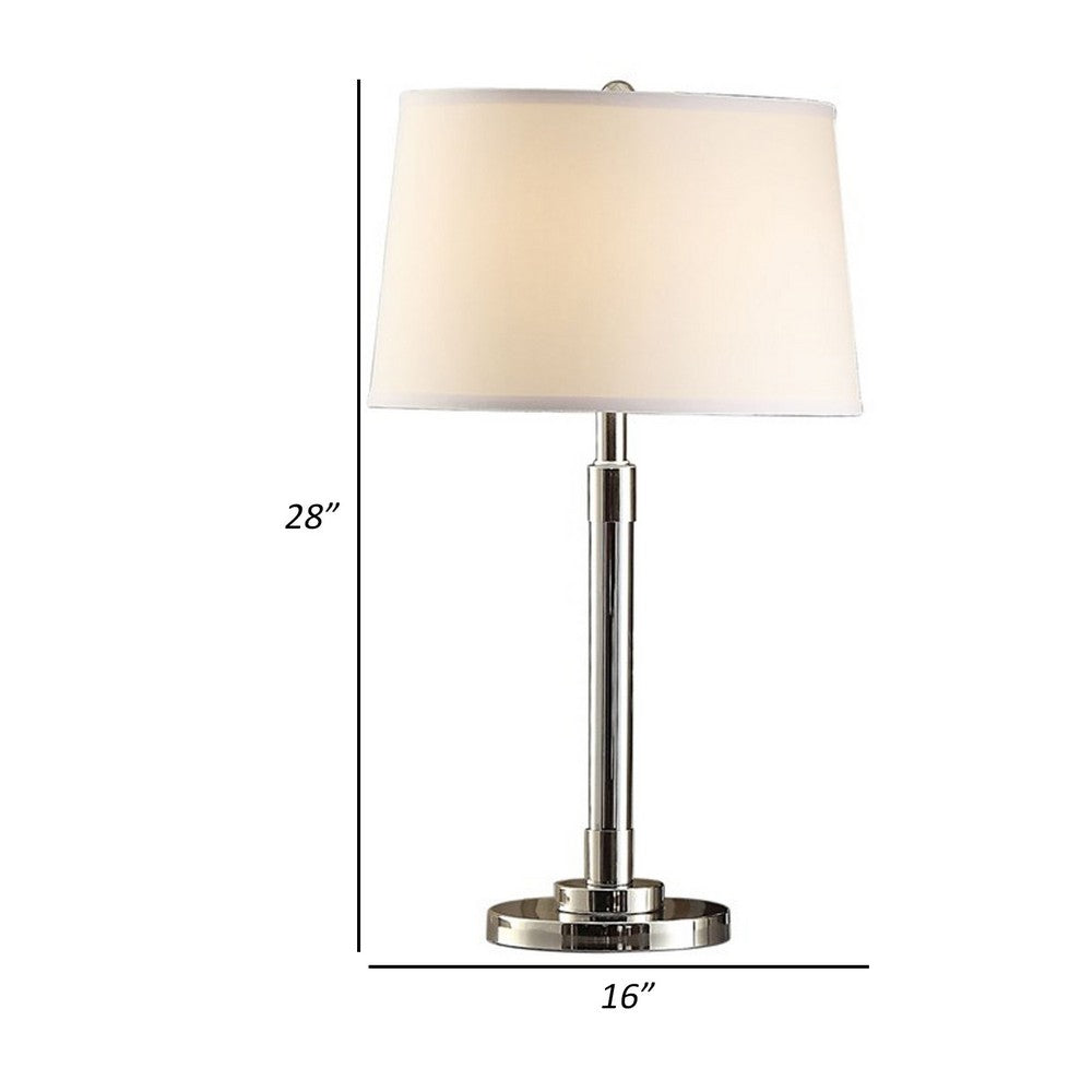 28 Inch Table Lamp Set of 2, Empire Fabric Shade, Modern Nickel Base - BM308993