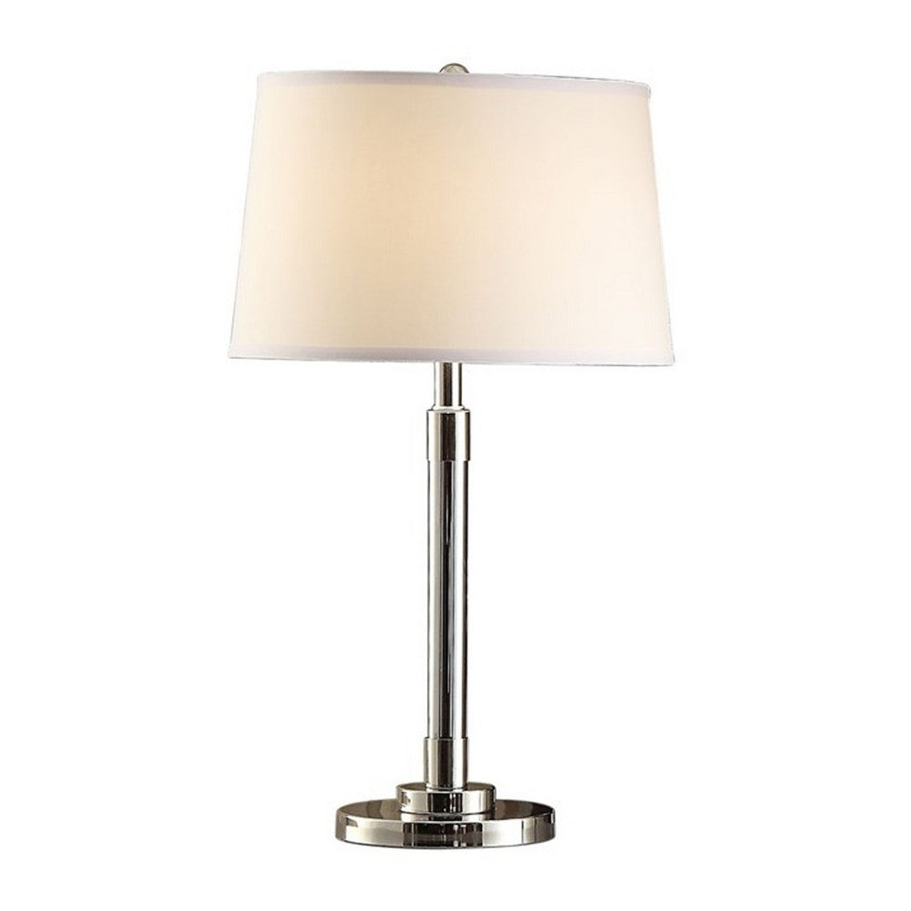 28 Inch Table Lamp Set of 2, Empire Fabric Shade, Modern Nickel Base - BM308993