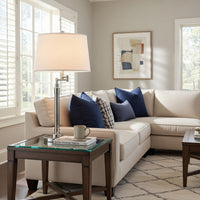 31 Inch Table Lamp Set of 2, Empire Fabric Shade, Modern Nickel Base - BM308994