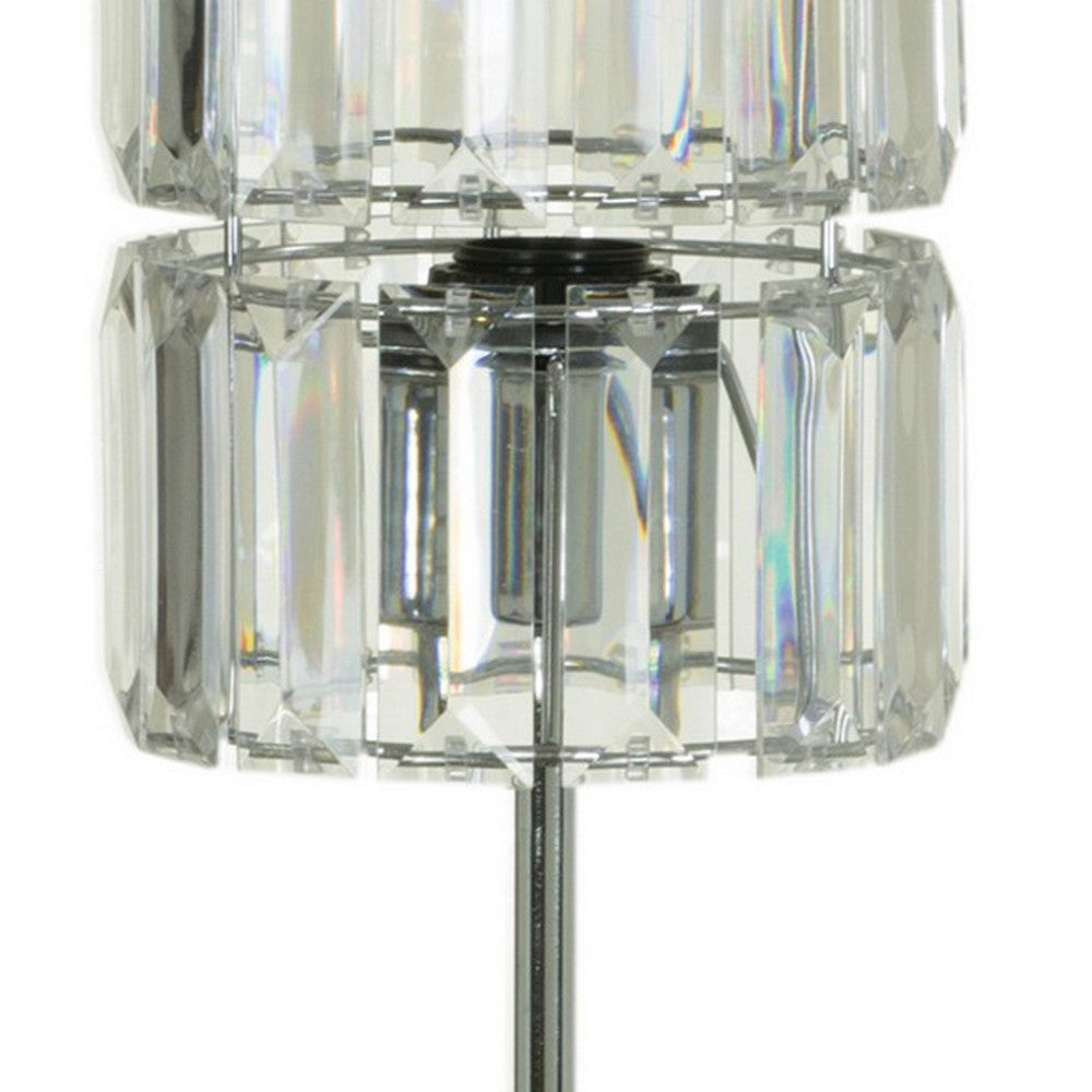 13 Inch Table Lamp Set of 2, Drum Acrylic Shade, Modern Chrome Base - BM308996