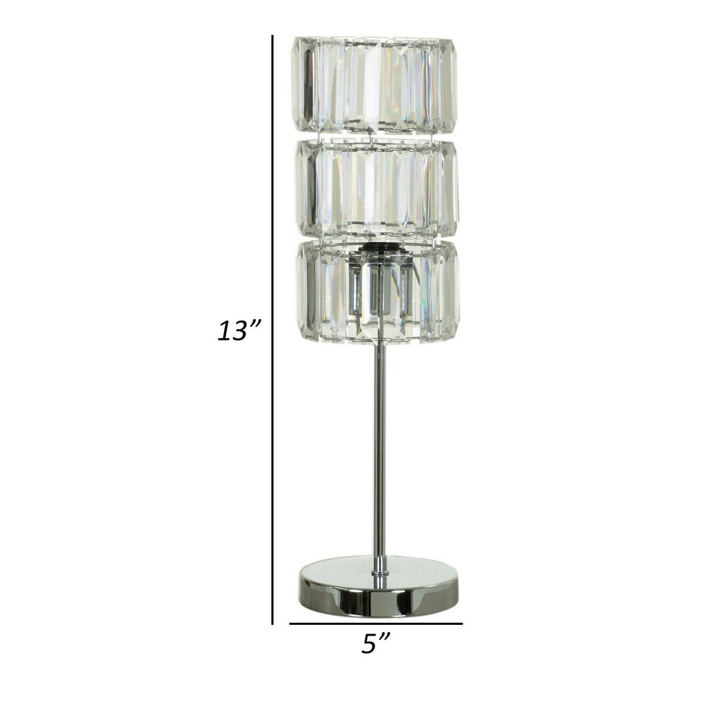 13 Inch Table Lamp Set of 2, Drum Acrylic Shade, Modern Chrome Base - BM308996