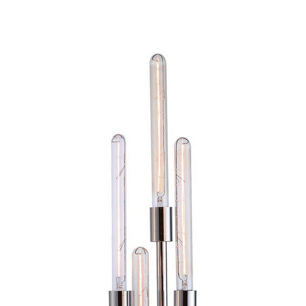 59 Inch Floor Lamp, 4 LED Lights, Metal Round Base, Glossy Nickel Finish - BM309000