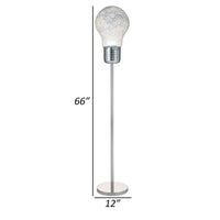 Zoom 66 Inch Floor Lamp, Globe Glass Shade in a Bulb Design, Silver - BM309003