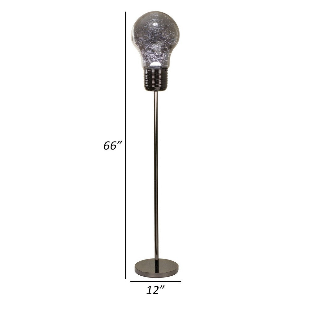 Zoom 66 Inch Floor Lamp, Globe Glass Shade in a Bulb Design, Dark Gray - BM309004