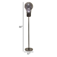 Zoom 66 Inch Floor Lamp, Globe Glass Shade in a Bulb Design, Dark Gray - BM309004