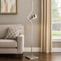 60 Inch Floor Lamp, Metal Drum Shade, Modern Style, Square Base, Nickel - BM309007