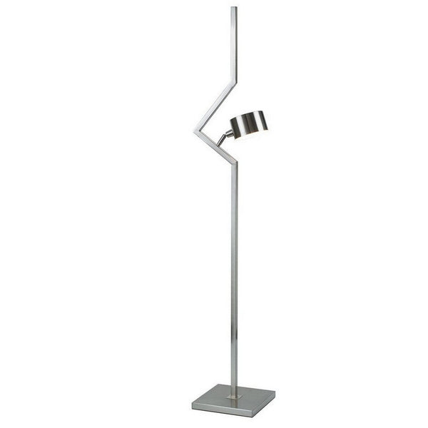 60 Inch Floor Lamp, Metal Drum Shade, Modern Style, Square Base, Nickel - BM309007