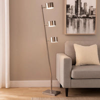 60 Inch Floor Lamp, 3 Drum Metal Shades, Modern Style, Silver Frame - BM309008