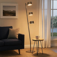 60 Inch Floor Lamp, 3 Drum Metal Shades, Modern Style, Silver Frame - BM309008
